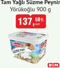 YÖRÜKOĞLU TAM YAĞLI SÜZME PEYNİR 900 G fiyat ve kampanya bilgisi